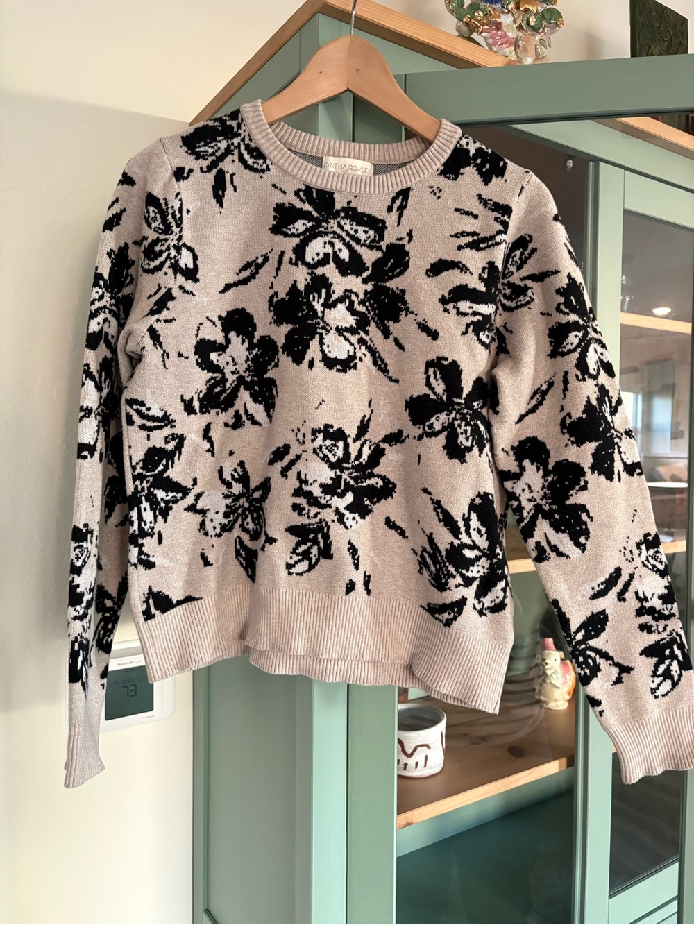 Cynthia Rowley Coastal Grandma Floral Crewneck Sweater Sz L